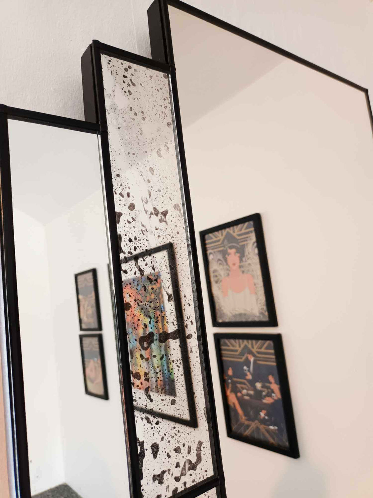 Alpha Distressed Art Deco Mirror