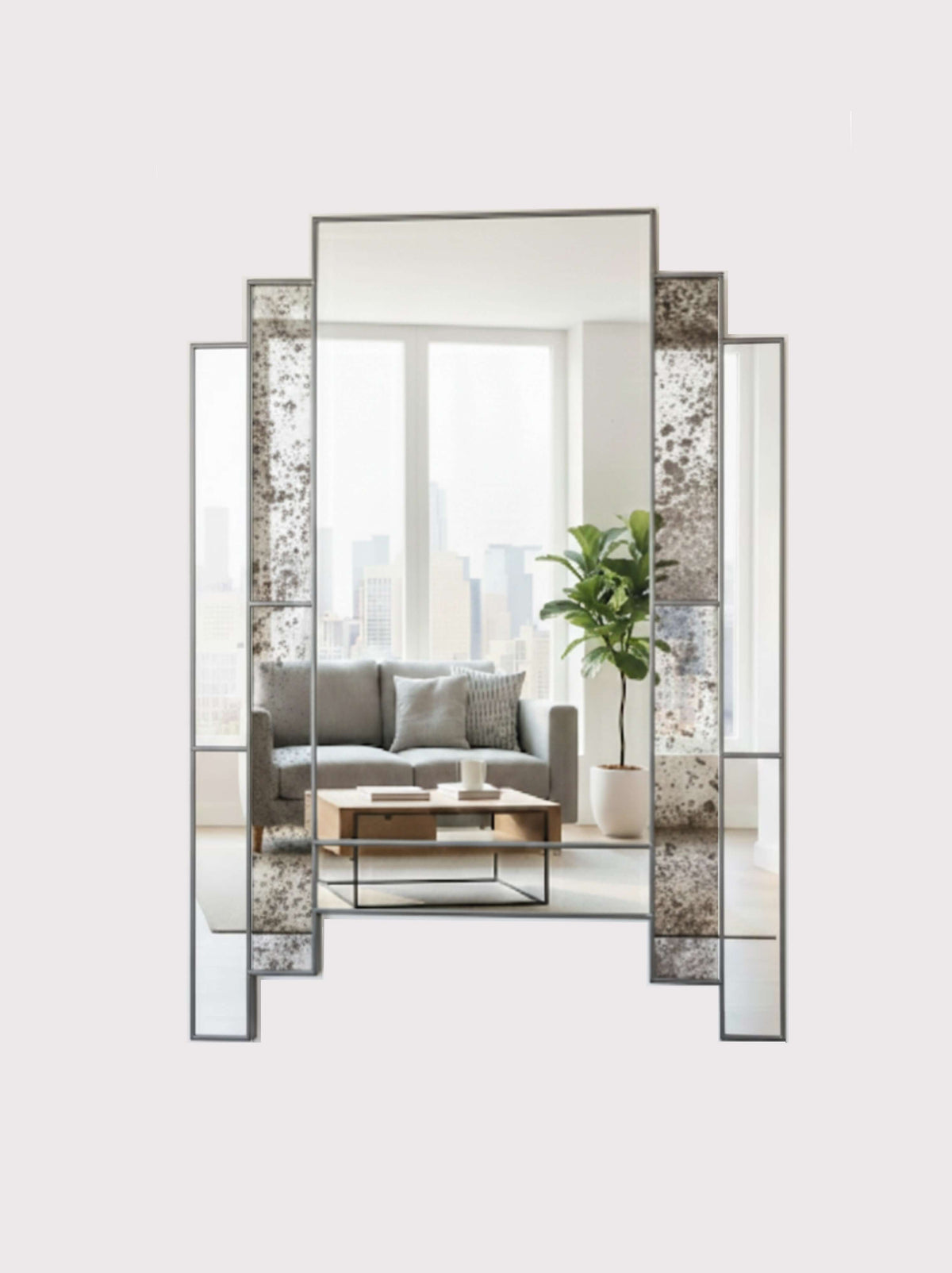 Alpha Distressed Art Deco Mirror