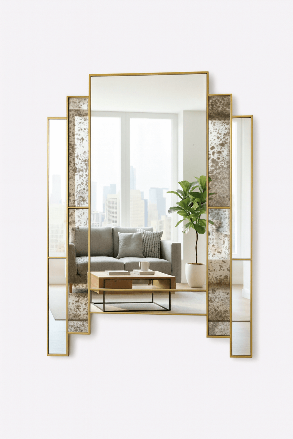 Alpha Distressed Art Deco Mirror