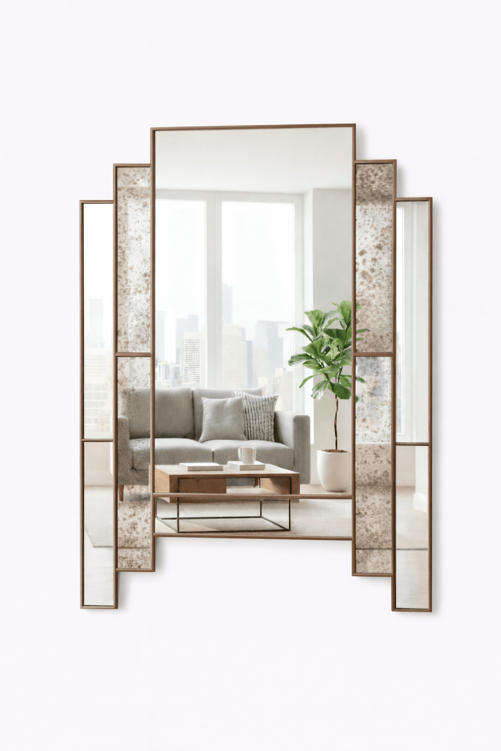 Alpha Distressed Art Deco Mirror