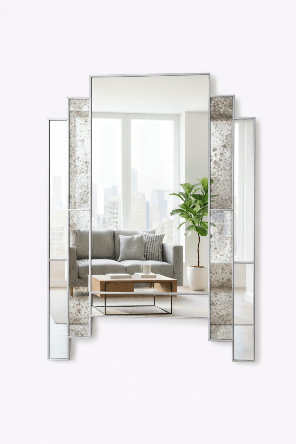 Alpha Distressed Art Deco Mirror