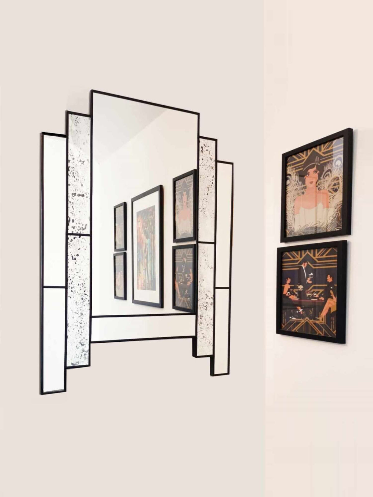 Alpha Distressed Art Deco Mirror