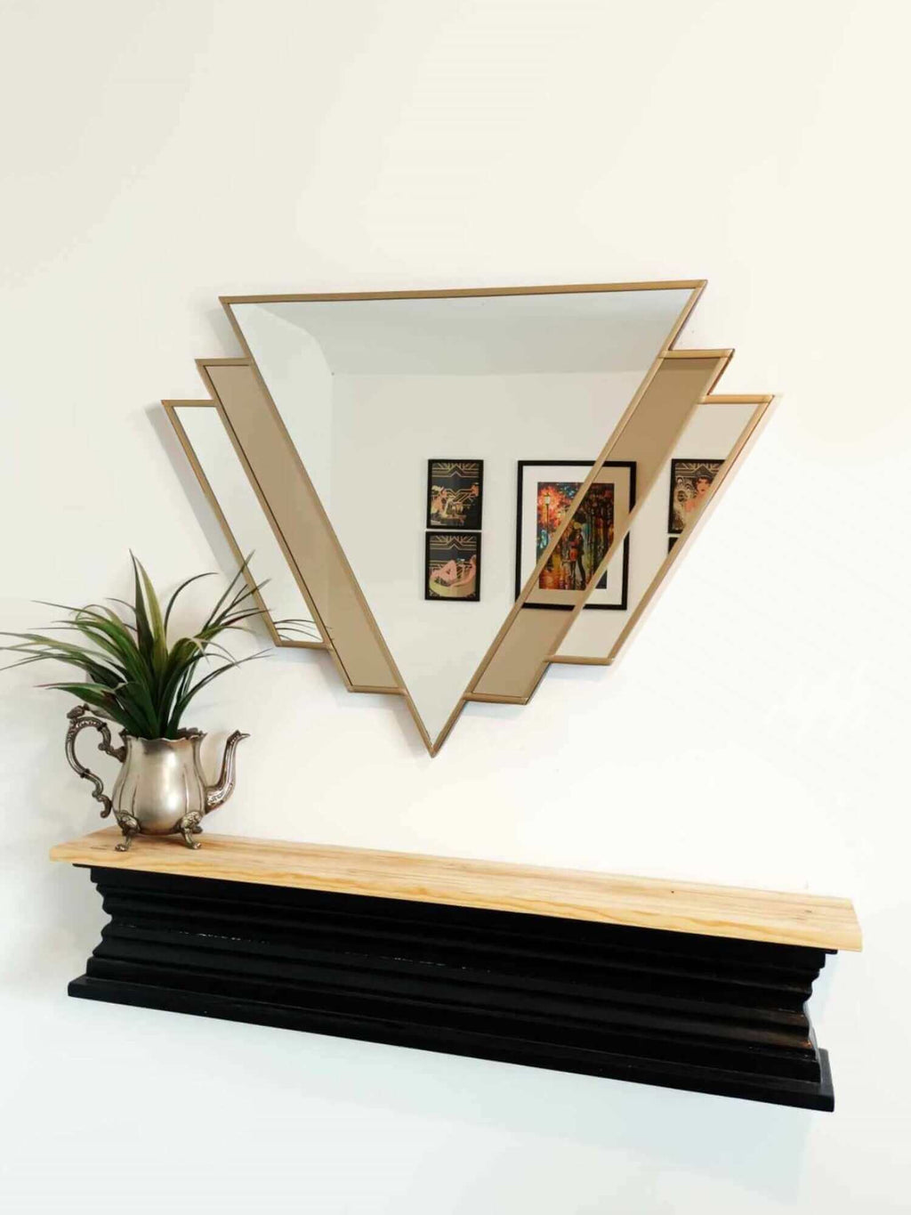 Double W Bronze Art Deco Mirror