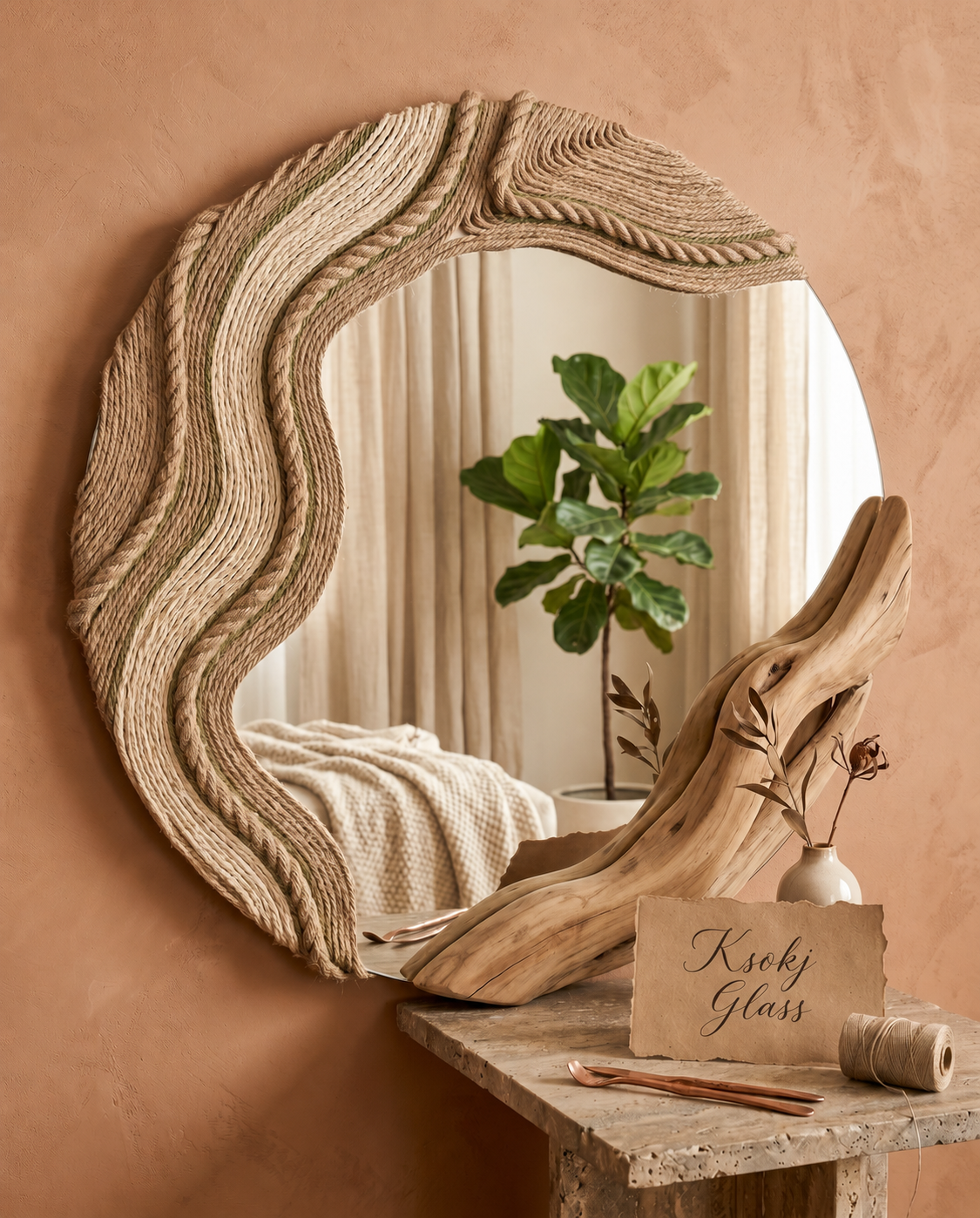 Terra Wave Organic Rope Mirror