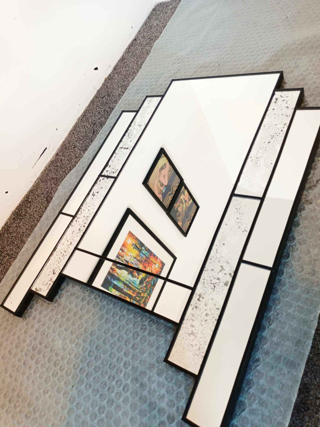 Alpha Distressed Art Deco Mirror