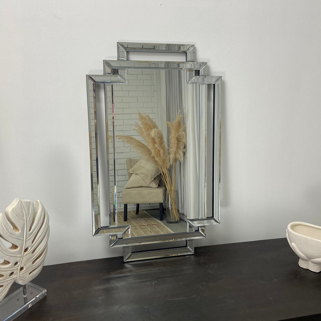 Portrait Bevelled Art Deco Mirror 50x80cm