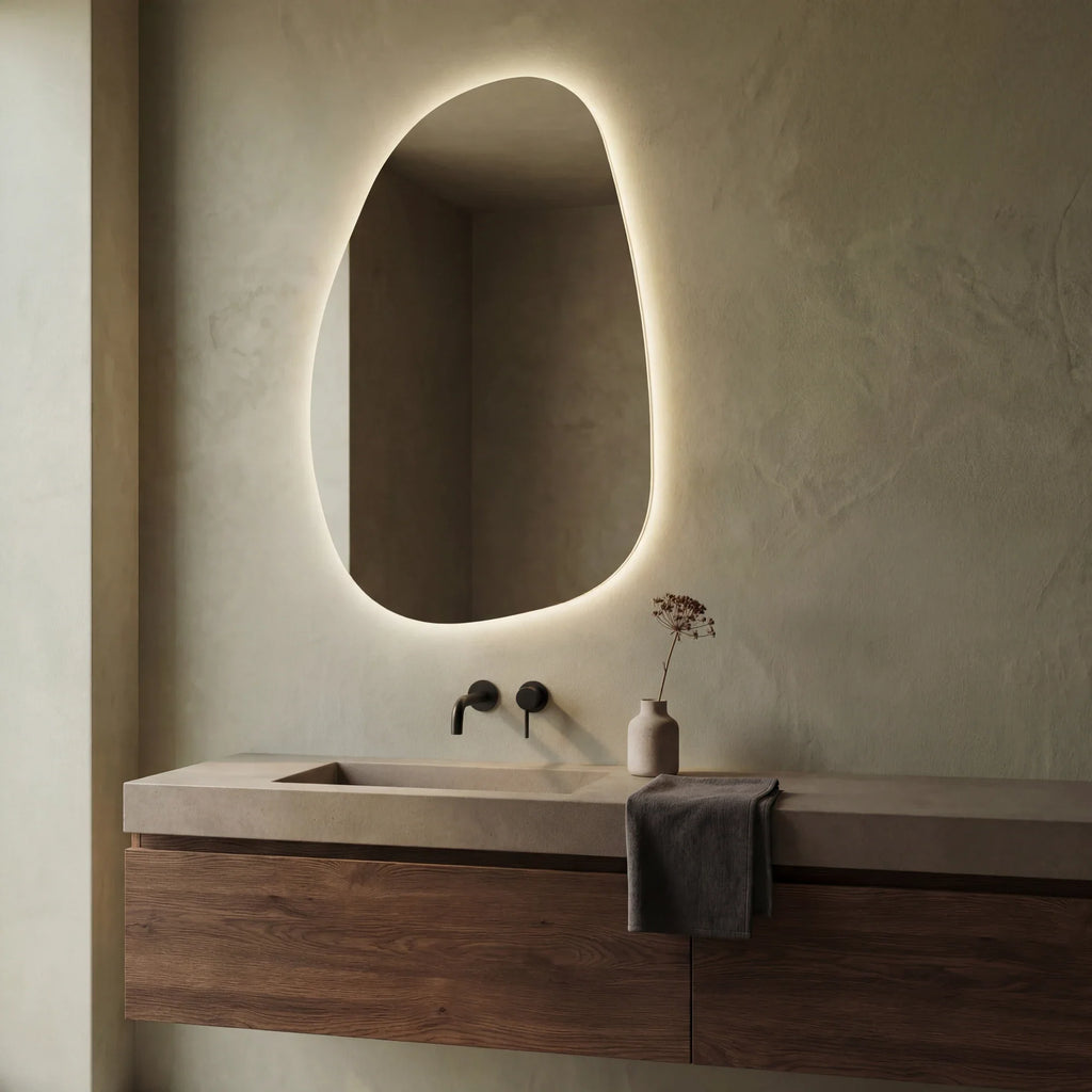 Stone Asymmetric LED Mirror