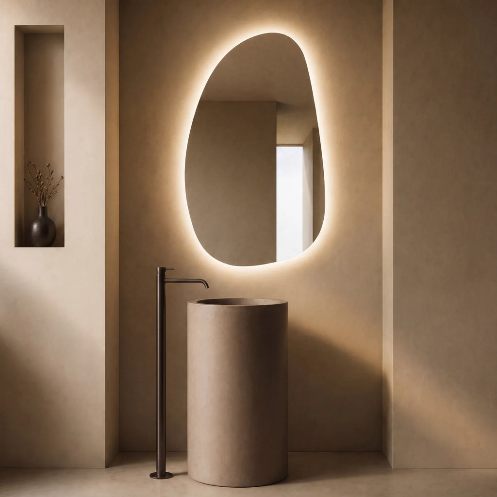 Stone Asymmetric LED Mirror