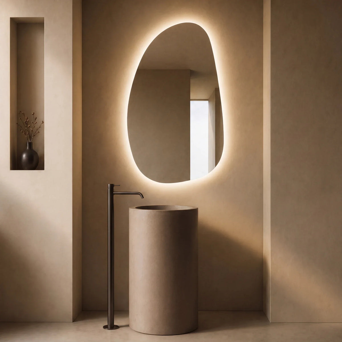 Stone Asymmetric LED Mirror