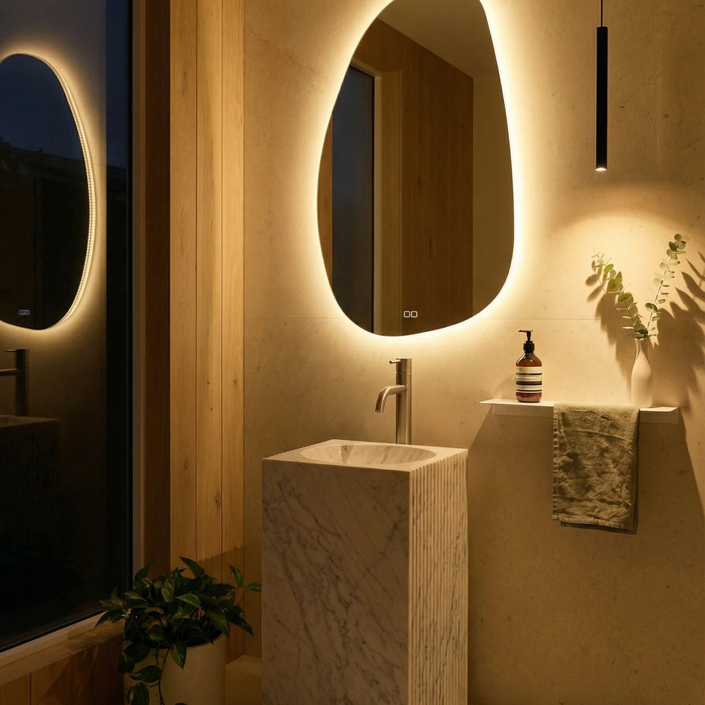 Stone Asymmetric LED Mirror
