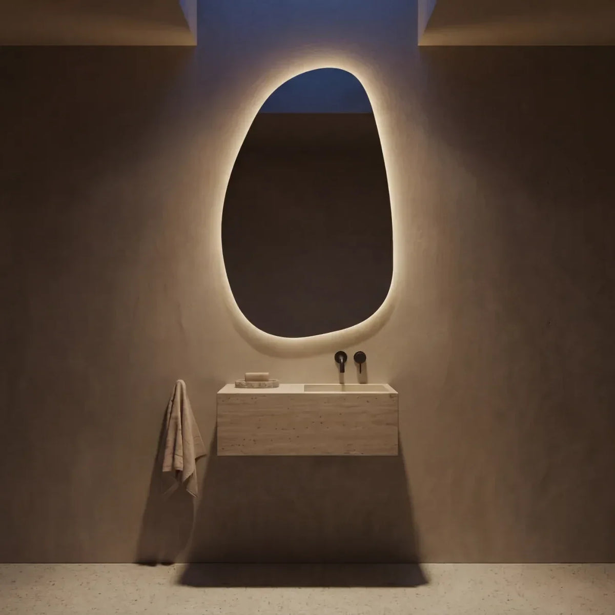 Stone Asymmetric LED Mirror